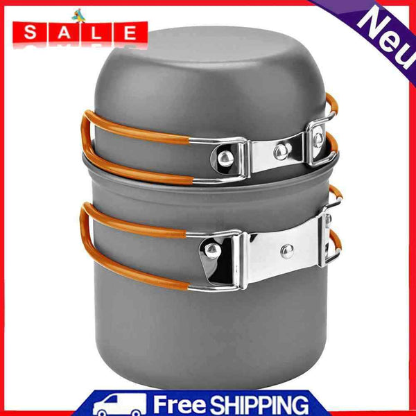 JUNERAIN DS-101 Outdoor Camping Cookware Set Portals Orange Handle Dishes T