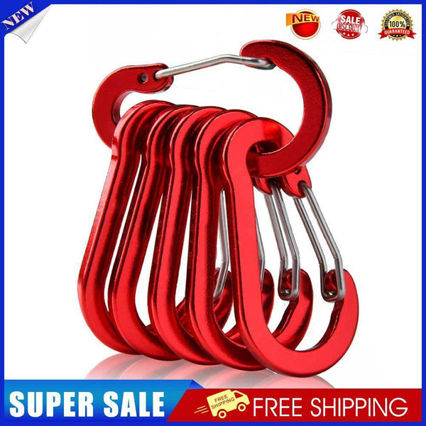 6pcs Outdoor Camping Carabiner Clip Climbing Quick Hanging Buckle (Red)
