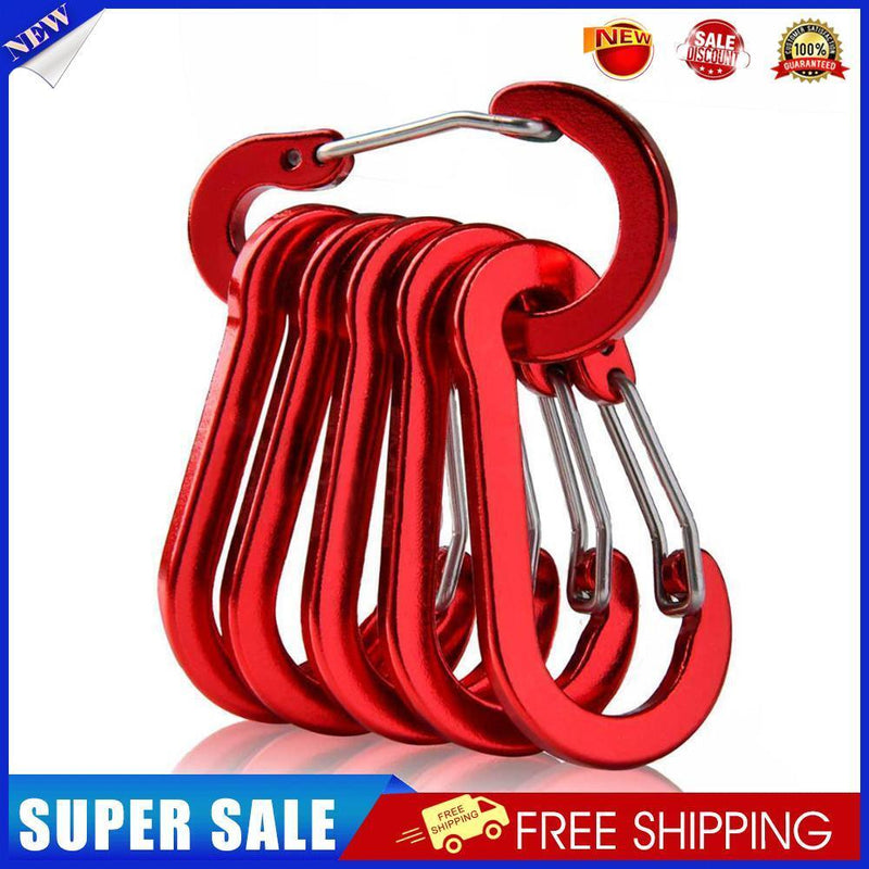 6pcs Outdoor Camping Carabiner Clip Climbing Quick Hanging Buckle (Red)