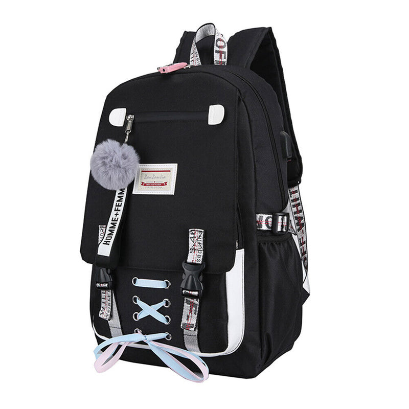 #A Casual Backpack Large-capacity School Backpacks Pompom Zipper for Outdoor S