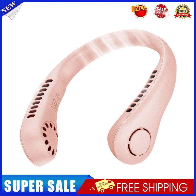 Mini Bladeless Hanging Neck Fan USB Rechargeable Summer Air Cooler (Pink)