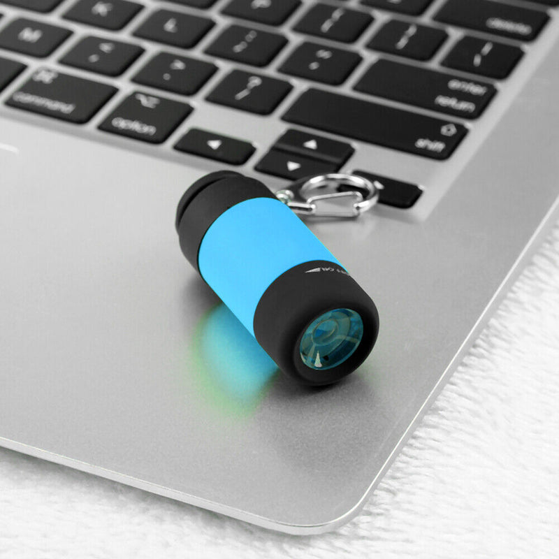 LED Mini Flashlight Portable Key Chain Outdoor Camp Hiking Torch (Sky Blue)
