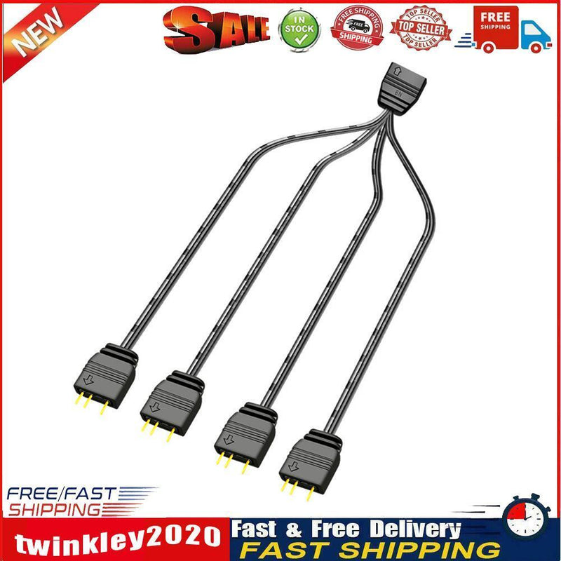 COOLMOON 5V 3Pin HUB Splitter Cable Extension Cord for Mainboard (1 to 4) Newly