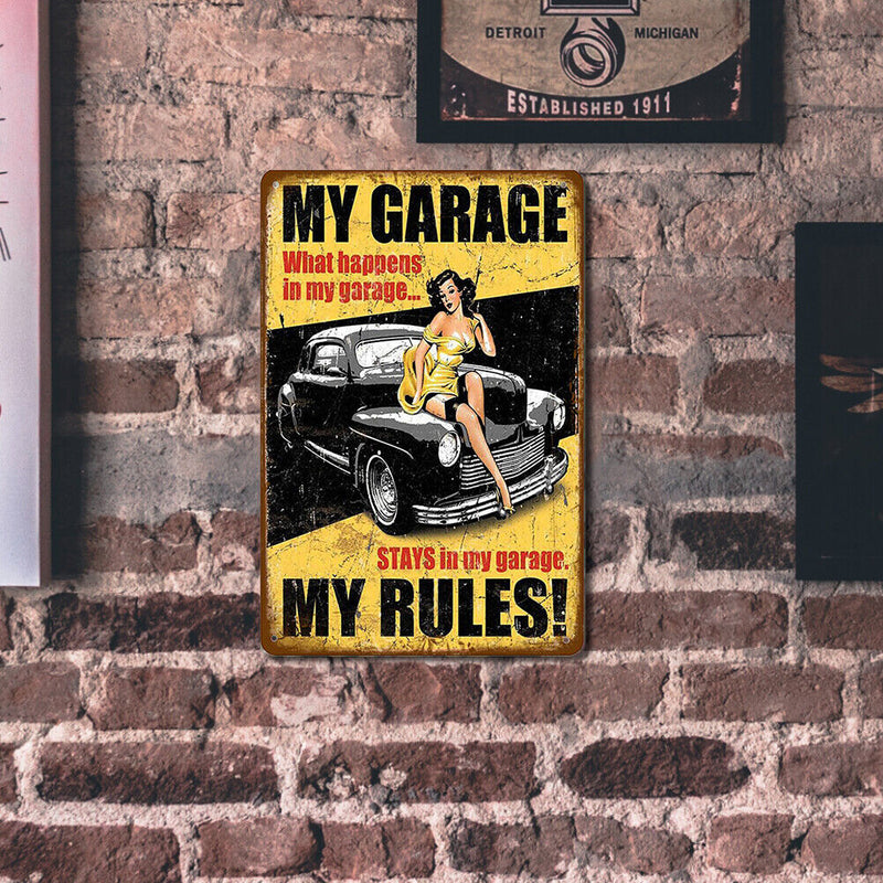 Car Beauty Tin Wall Signs Bar Bedroom Decorative Home Metal Plate Art Poster