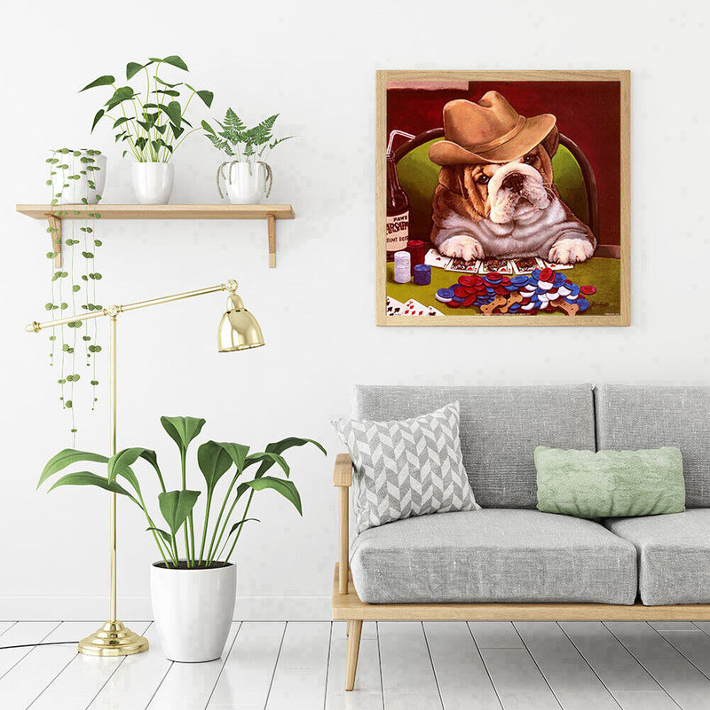 5D DIY Full Drill Diamond Painting Gambler Dog Cross Stitch Needlework Decor