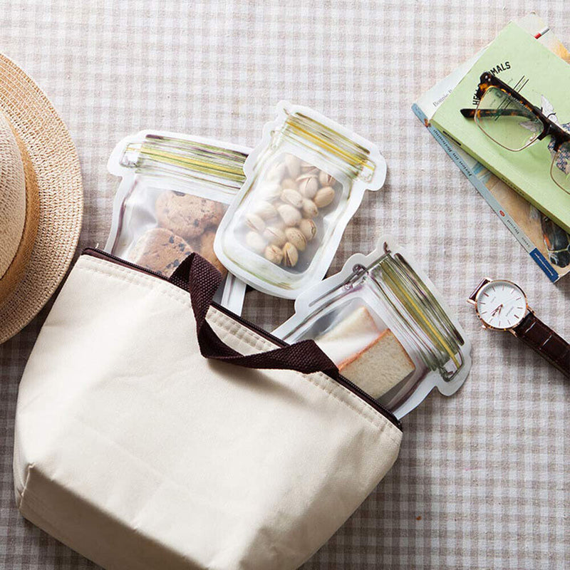 10pcs Reusable Mason Jar Nuts Candy Snacks Sealed Bags Fresh Food Storage Bag