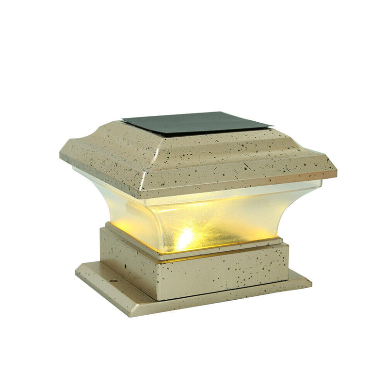 Solar Powered LED Garden Waterproof Outdoor Light Column Fence Lamp Yellow