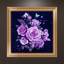 DIY 5D Purple Flowers Diamond Painting Embroidery Cross Crafts Stitch Decor