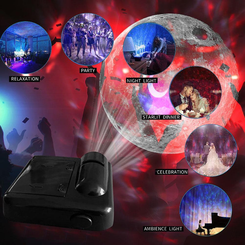 LED Projector Lamp Photo Atmosphere Girls Bedroom Night Light Decor (Moon)