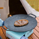 Mountiker BBQ Camping Frying Pan Portable Cast Iron Wok Top Fireplace Accessory