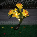 2x LED Solar Garden Orchid Light Waterproof Landscape Fence Decor (Yellow) Newly