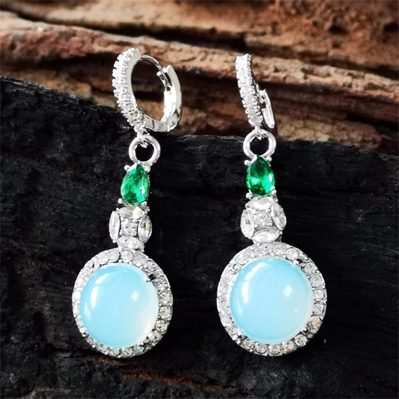 Wedding Jewelry Party Moonstone Earrings Topaz Ear Stud Peridot Moonstone