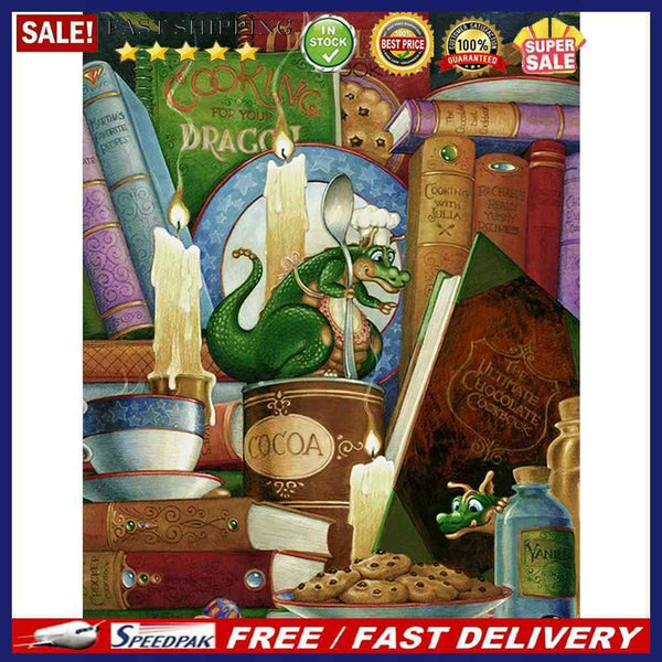 Dinosaur Books Rhinestone Full Round 5D DIY Diamond Painting Kit Wall Pictu