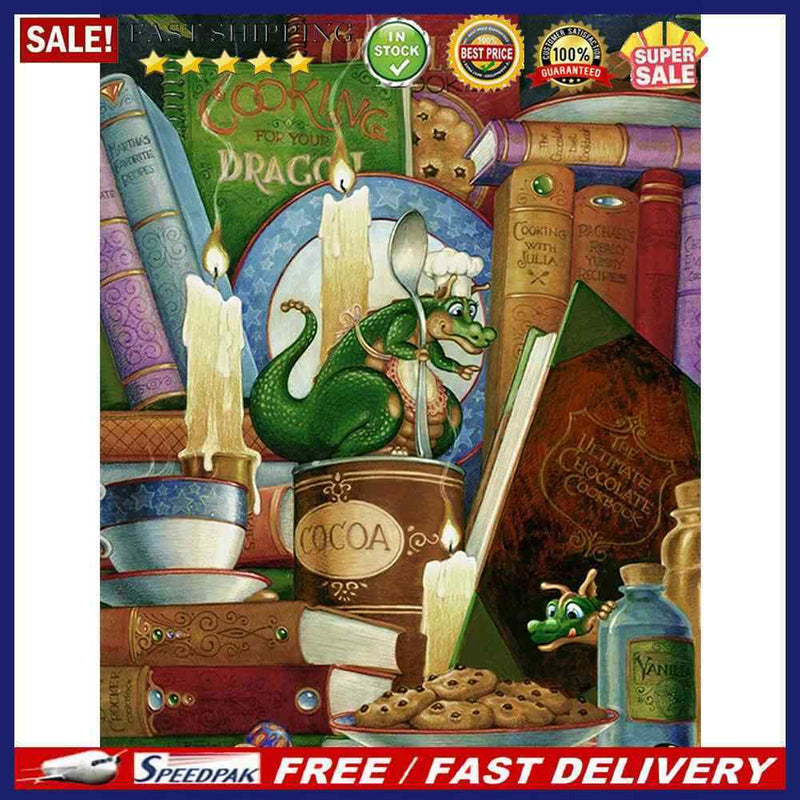Dinosaur Books Rhinestone Full Round 5D DIY Diamond Painting Kit Wall Pictu