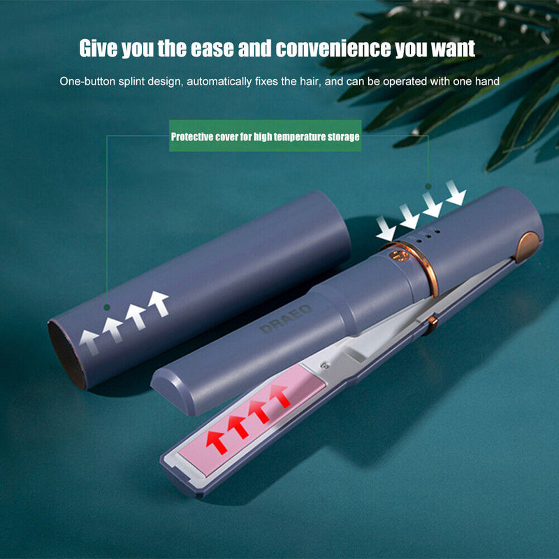 Dual Hair Straightener Cordless Curling Iron USB Rechargeable Mini Splint Tool