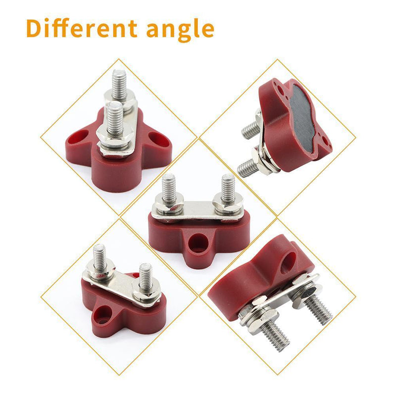 Bus Bar Terminal Block Heavy Duty Dual M6 Power Distribution Stud (Red)