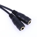 3.5mm 1 Male to 2 Female Y Splitter Stereo Extension Audio Cable (Black)