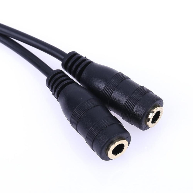 3.5mm 1 Male to 2 Female Y Splitter Stereo Extension Audio Cable (Black)