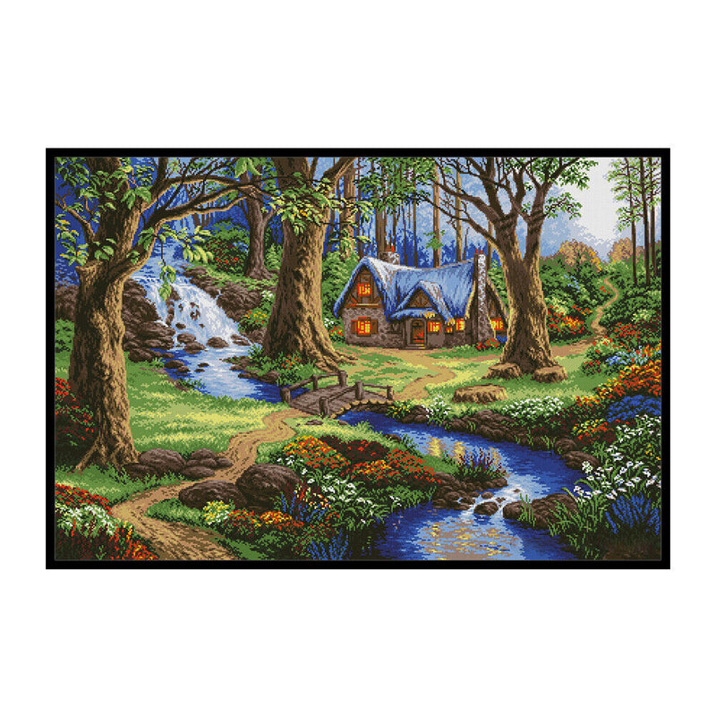 Full Cross Stitch 11CT DIY Forest House Printed Embroidery Craft Home Decorat