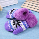 Casual Warm Unisex Children Knitted Elastic Ski Thickened Gloves(Purple)
