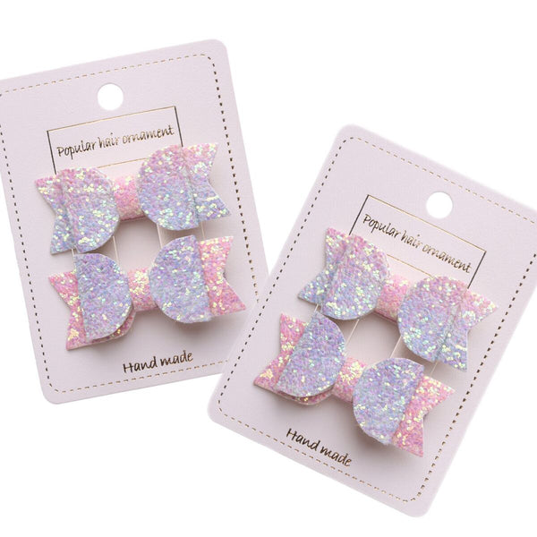 Wedding Party Baby Girls Cute Hairpins Bows Headwear Sequin Bow Kids Hair Clips