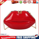 Lips Women PVC Handbags Chain Messenger Bags Shoulder Party Clutch (Red)