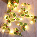 Christmas Led Lights Wreath Holly Garland Artificial DIY 2022 Xmas Decor D9A0