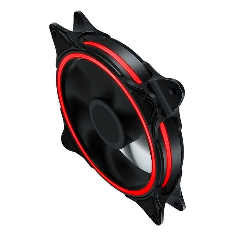 120mm PC Case Fan Halo Triple-Ring Chassis Cooling Fan for Desktop (Red) Newly