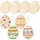 4pcs Easter Wood Egg Hanging Pendants Embellishments w/ Rope DIY Wall Decors
