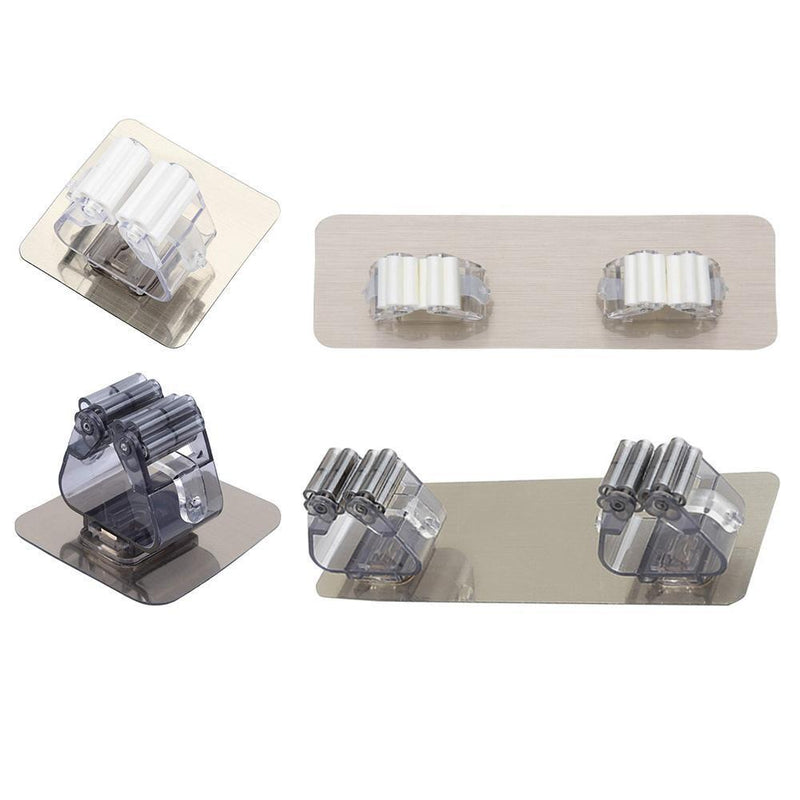 10pcs Wall Mounted Mop Holder Broom Brush Hanger Rack Organizer(Black)