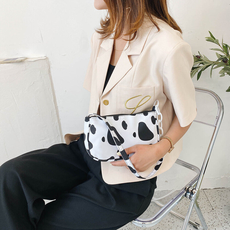 Cow Milk Printed Women Handbag Tote Female Casual Underarm Shoulder Bag (1)