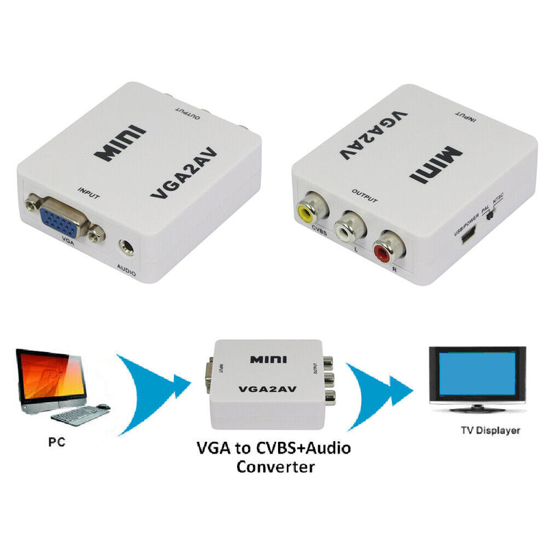 Premium Computer VGA AV TV Composite RCA S-Video Scan Converter 1080p