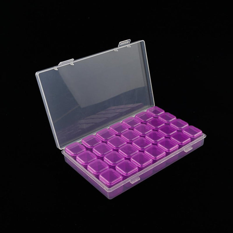 28 Grids Nail Art Storage Box Case Jewelry Organizer Manicure Tool (Purple)