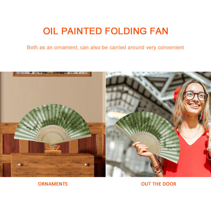 Bamboo Forest Birds Oil Paint Folding Fan By Number DIY Digital Oil Painting Fan
