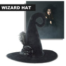 Halloween Witch Hat Pointed Velvet Witch Hat with Flower Woman Costume Props