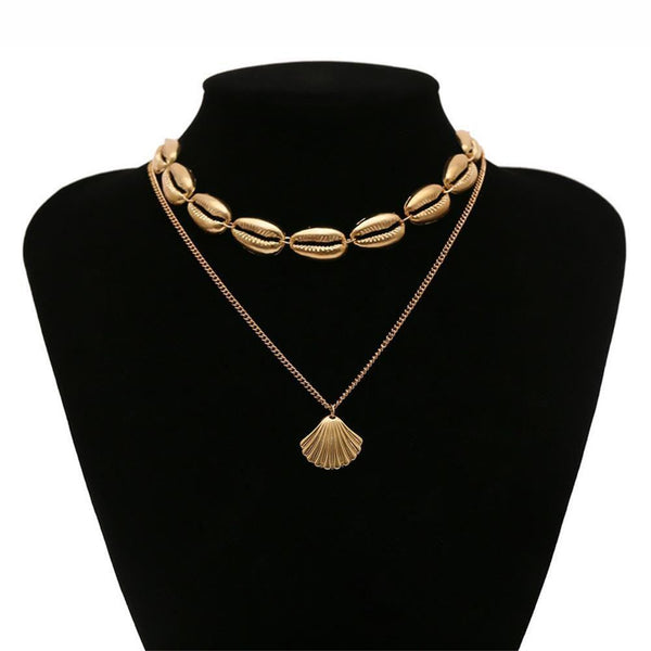 Women Cowry Seashell Pendant Multilayer Shell Necklace Beach Jewelry Bohemian