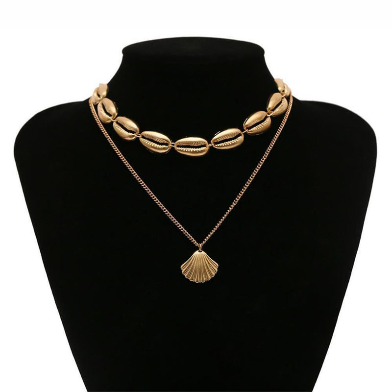 Women Cowry Seashell Pendant Multilayer Shell Necklace Beach Jewelry Bohemian