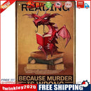 Retro Dragon Reading Book Metal Painting for Bar Pub Tin Plaques Wall Sign