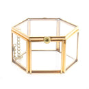 Hexagon Transparent Glass Jewelry Box Wedding Ring Earrings Holder (Square)