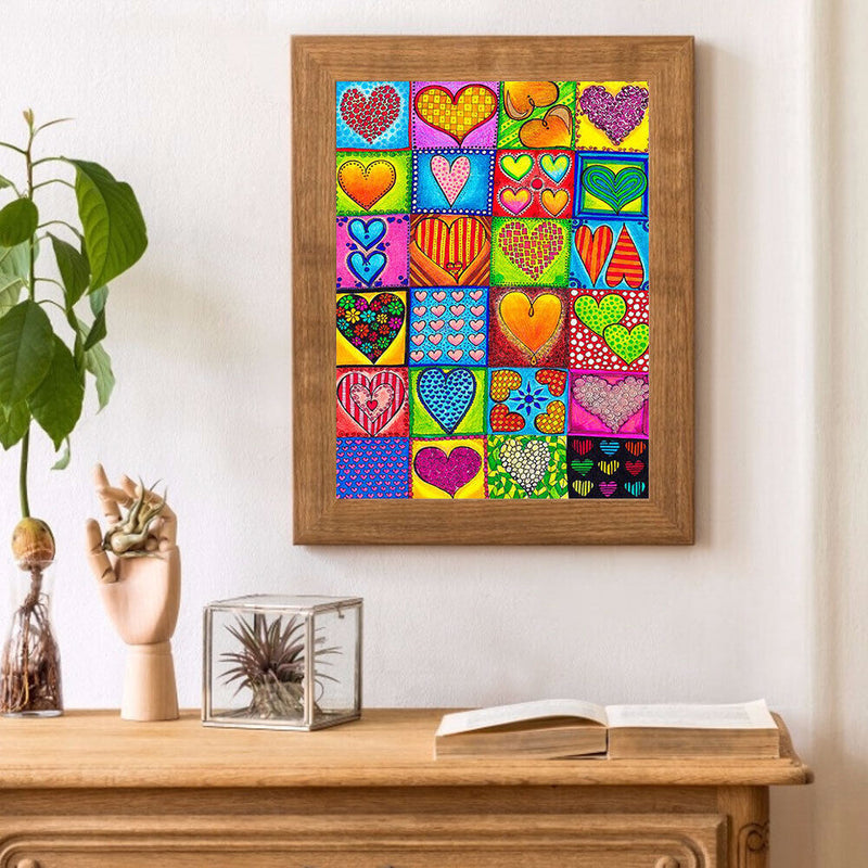 Abstract Hearts Oil Paint By Numbers Kits Canvas Picture Wall Art DIY Craft