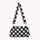 Fashion Plush Shoulder Bag Heart Print Underarm Bags Women Casual Purse Handbags