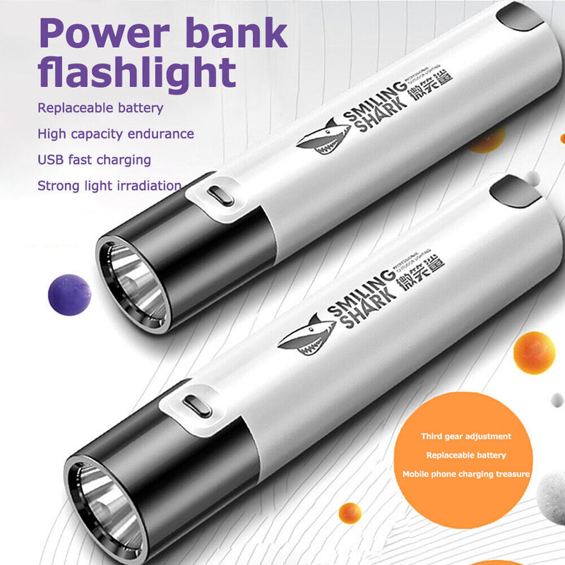 Powerful LED Torch Power Bank Handheld Waterproof Camping Lighting Flashlight