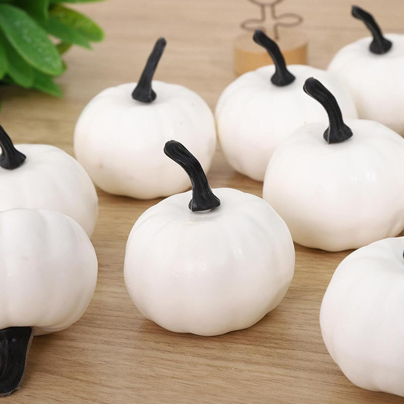 12PCS Mini Artificial Foam Pumpkin Simulation Props Halloween Party Decor White/