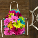 Flowers Printed Kitchen Aprons Waterproof Linen Oil-proof Apron (68x55cm)