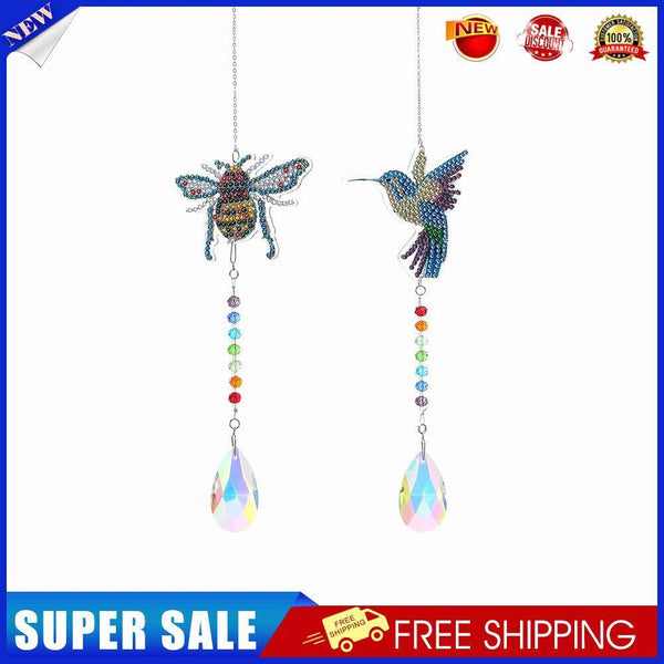 2pcs Crystal Wind Chimes Diamond Hanging Light Catcher Home Decor (ZH009)