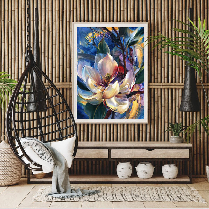 White Flower Oil Paint By Numbers Kits DIY Hand Painted Wall Art (B35)