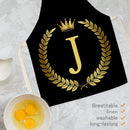 Letter J Printed Linen Apron Waterproof Home Cooking Baking Bibs (82X68CM)