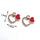 Girl DIY Enamel Handmade Pendants Double Hearts Shape Earrings Neacklace