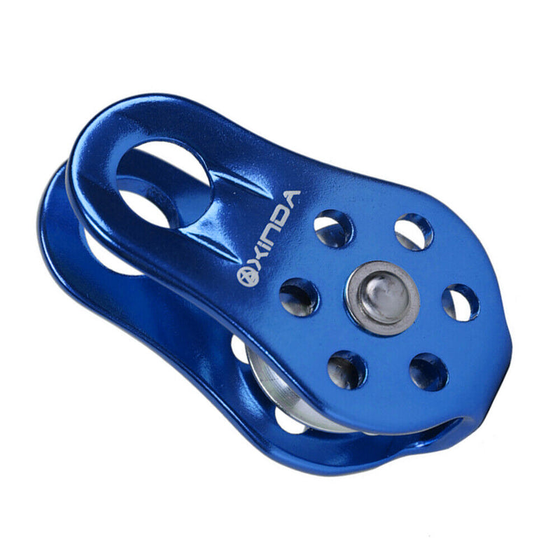 Rock Climbing Pulley Aluminum Bearing Lifting Fixed Rope Equipment (Blue) Newly
