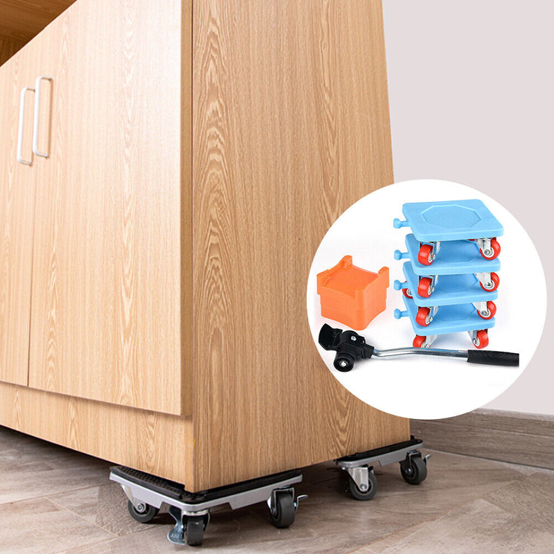 Household Transport Heavy Furniture Mover Wheeled Rollers Bar Set (Blue)